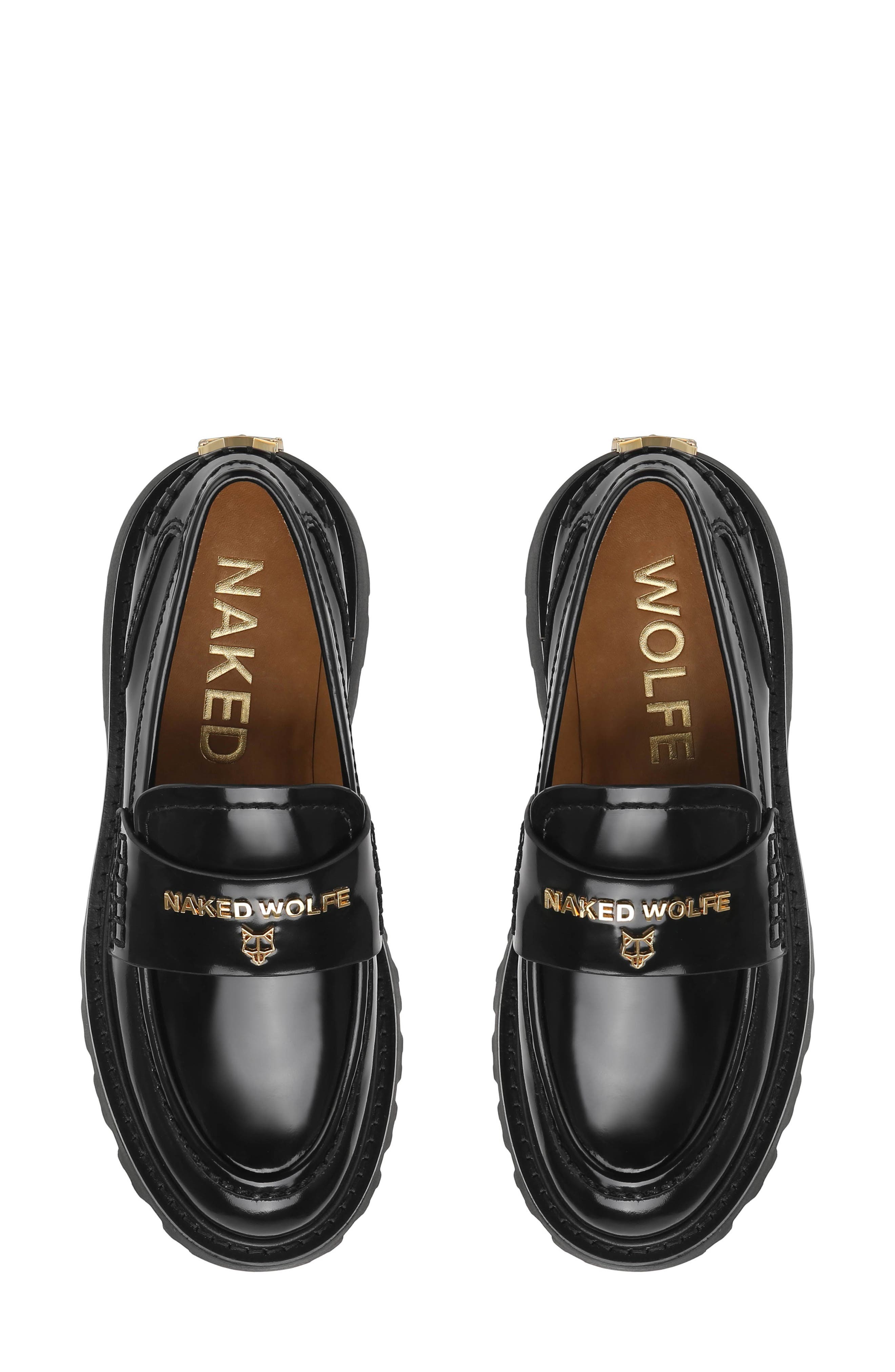 Flawed Platform Loafer, Alternate, color, BLACK