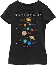 Lost Gods Girls' Solar System Planet Cheat Sheet Short Sleeve Graphic T-shirt