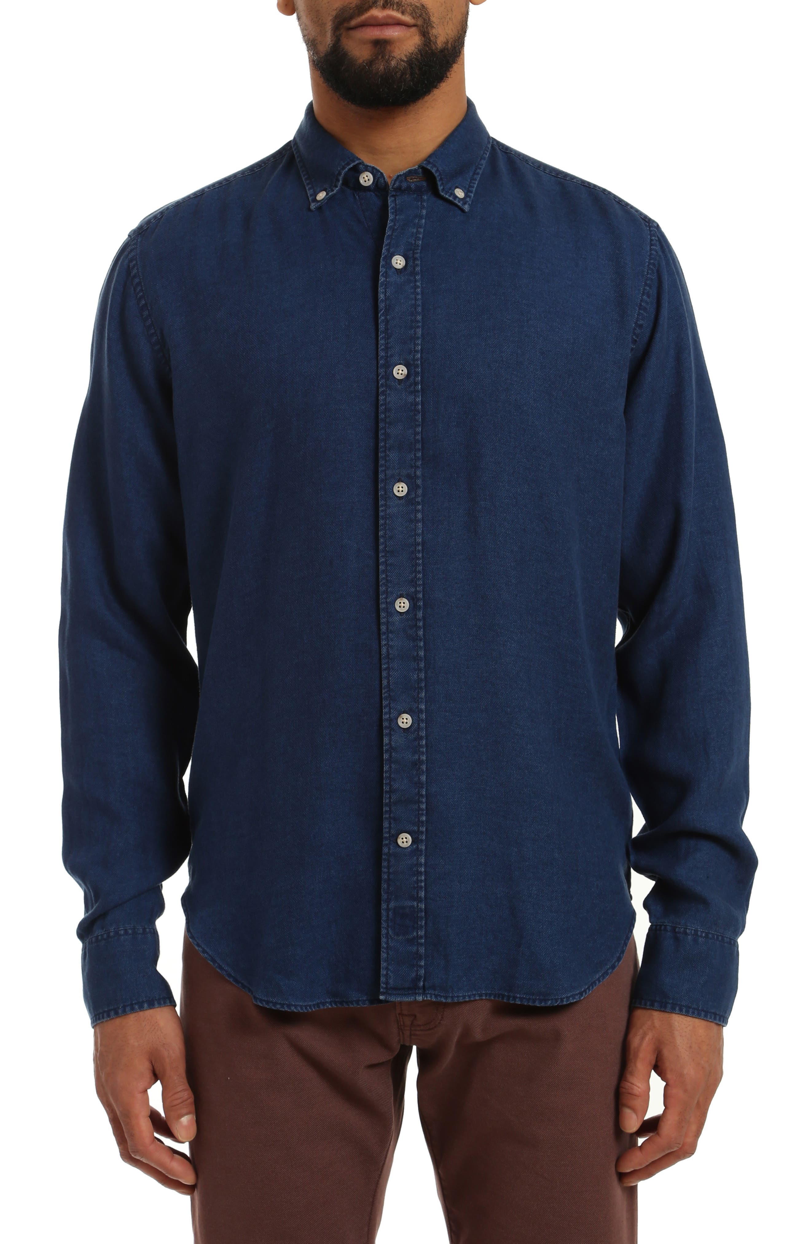 Lyocell Denim Button-Down Shirt
