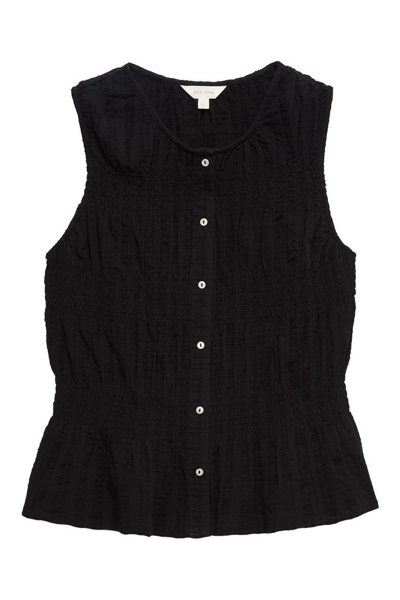 Shirred Button Top, Alternate, color, BLACK