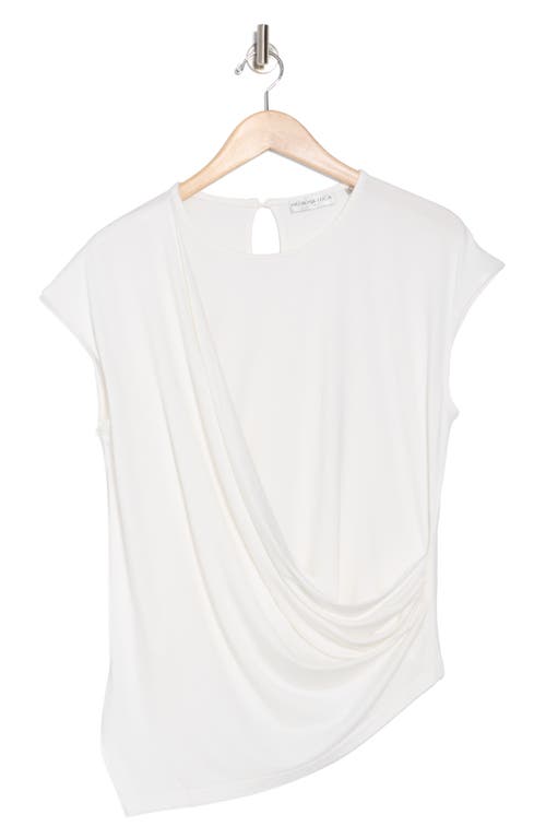 Patrizia Luca Draped Side Cap Sleeve Top In White