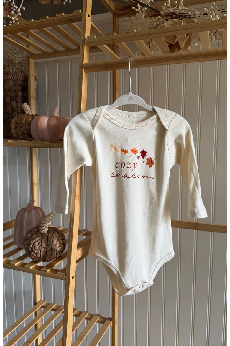 Cozy Season Organic Bodysuit Long Sleeve, Alternate, color, Natural