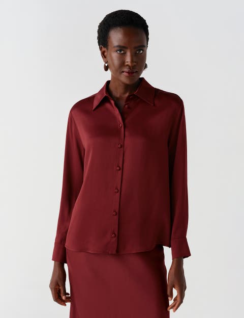 Esther Collared Satin Shirt