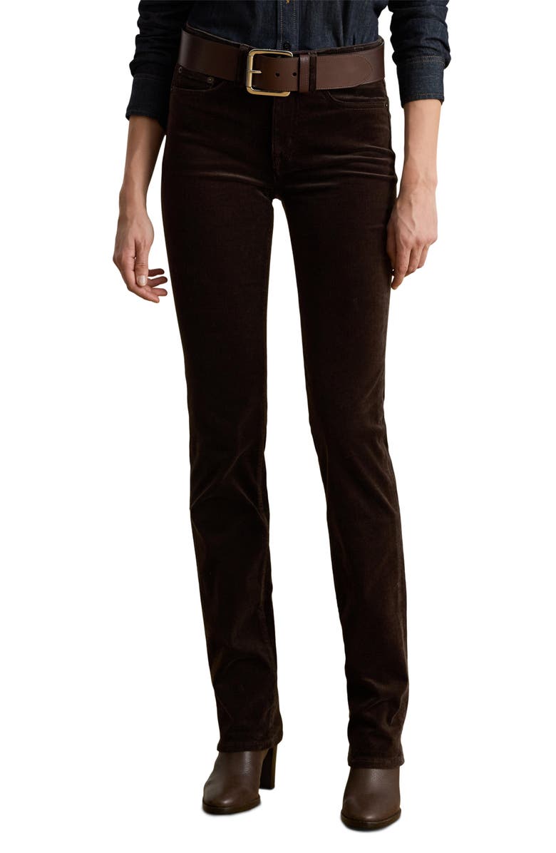 Lauren Ralph Lauren Stretch Corduroy Straight Leg Pants, Main, color, Circuit Brown