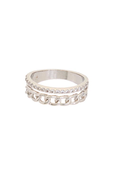 Cubic Zirconia Curb Link Band Ring