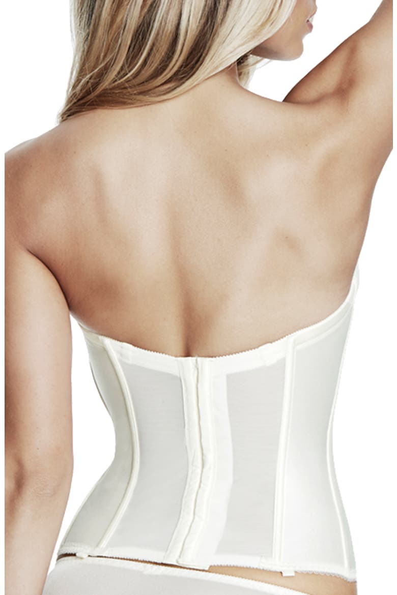 Juliette Satin Low Back Convertible Strapless Corset Longline Bra, Alternate, color, IVORY