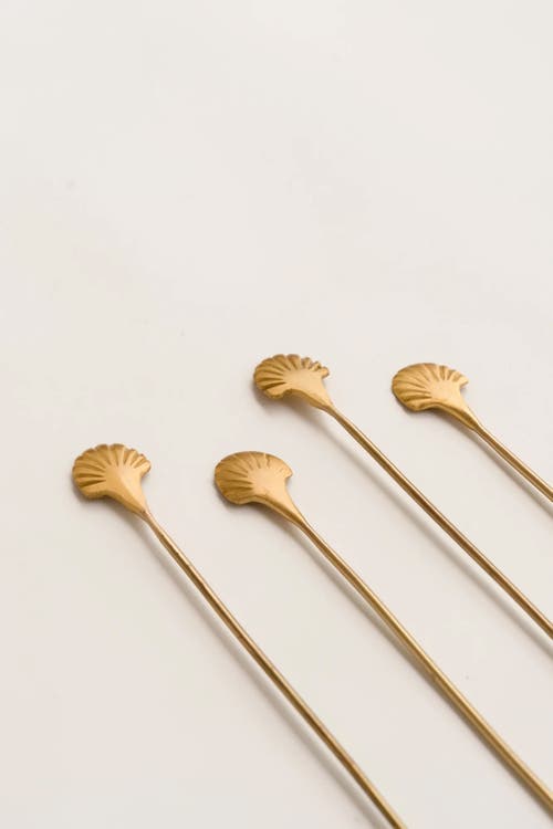 Fleck Seashell Drink Stirrers In Gold