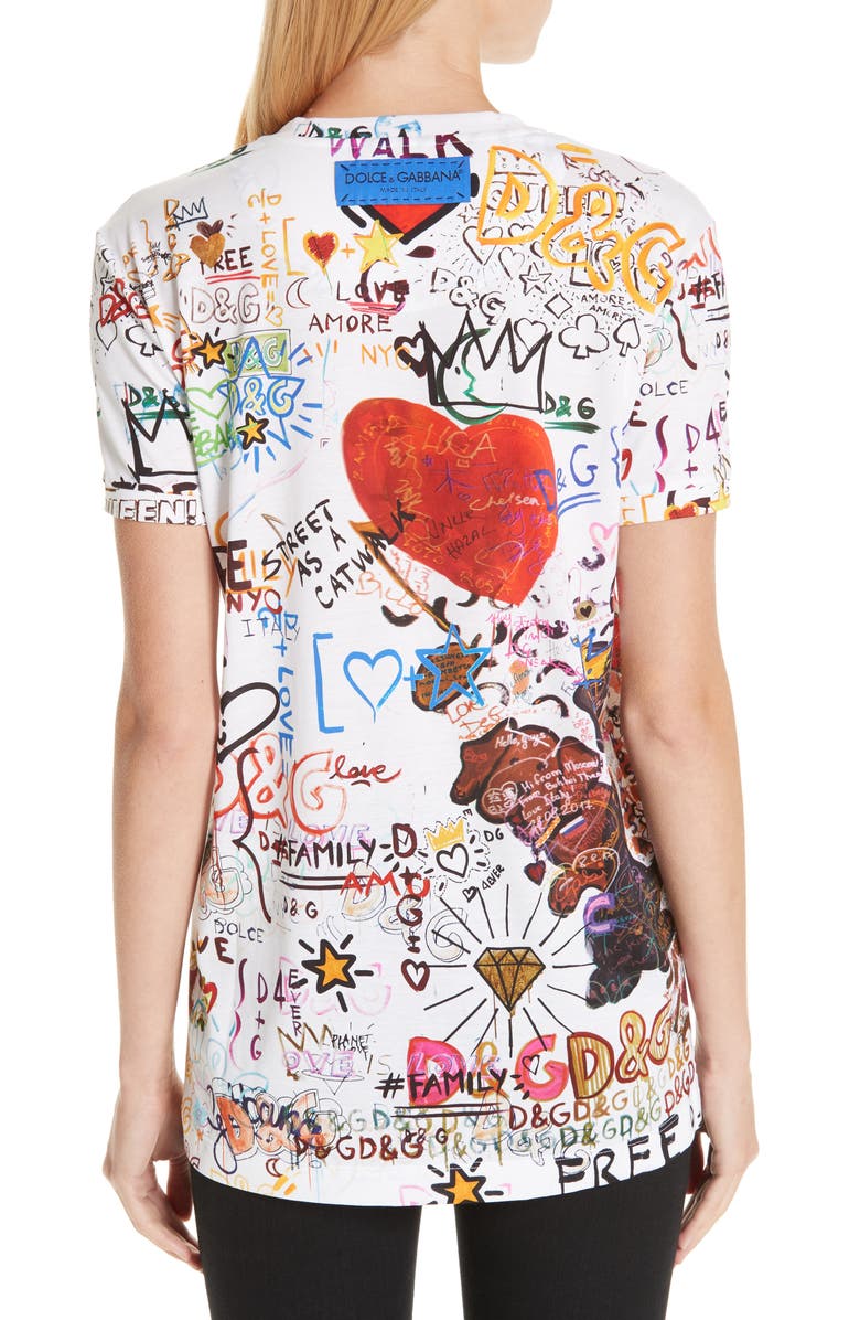 Dolce&Gabbana Graffiti Cartoon Graphic Tee, Alternate, color,