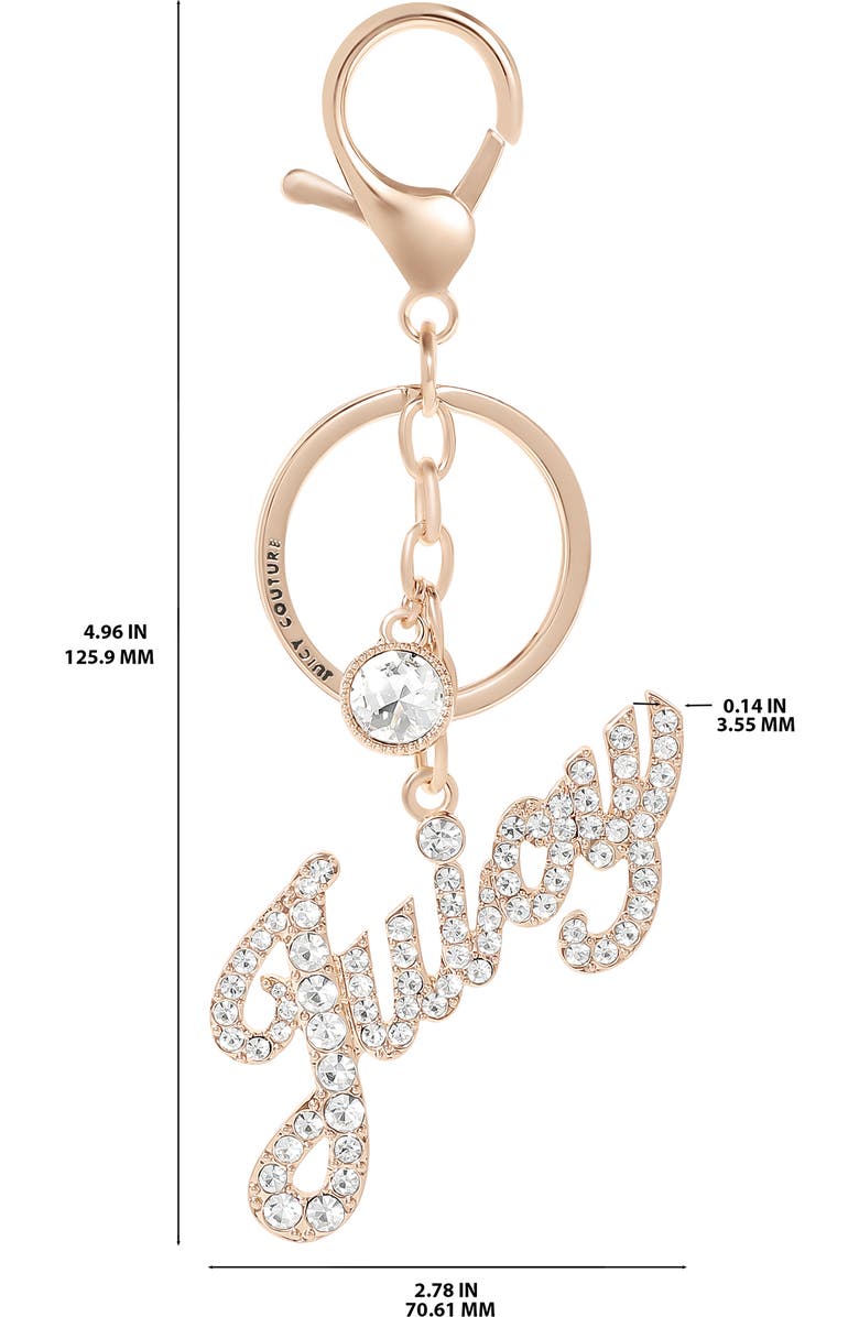 Juicy Couture Crystal Pave "Juicy" Script Gold-Tone Keychain, Alternate, color, Gold, Silver