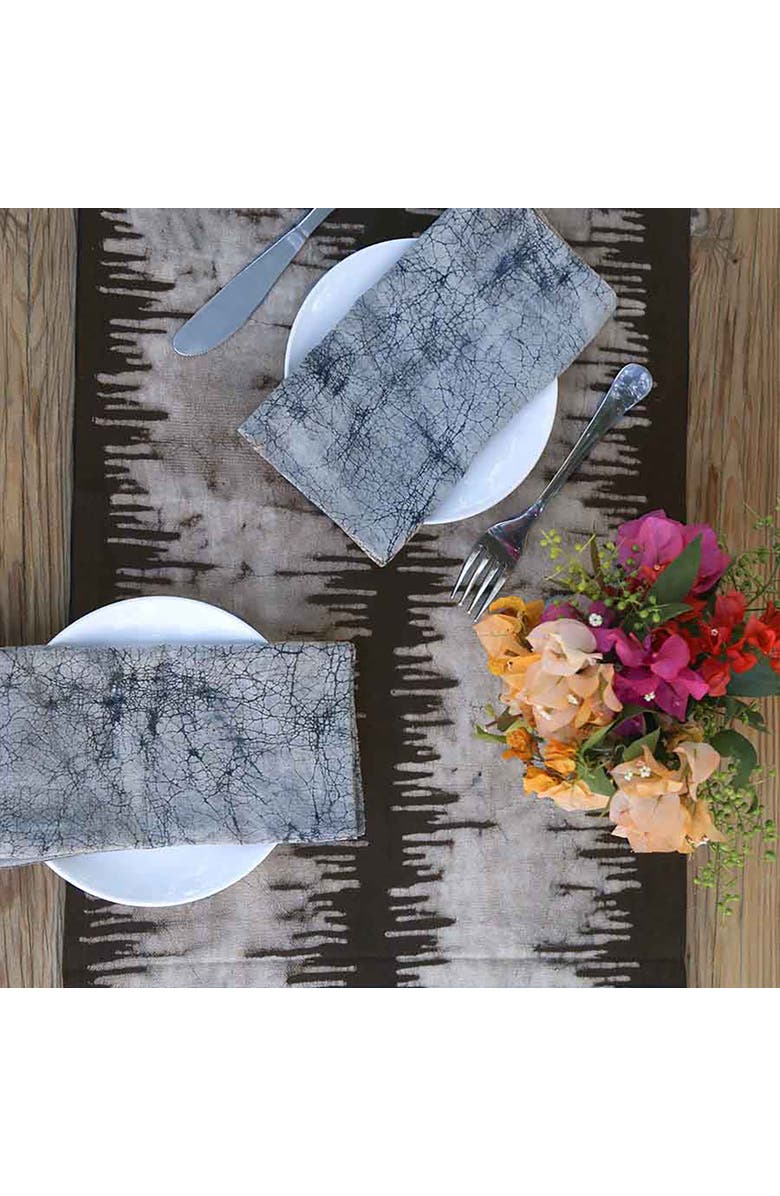 Ichcha Neutral Block Print Table Runner, Alternate, color, Black