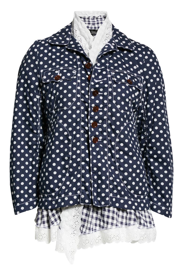 Tricot Comme des Garçons Polka Dot Layered Jacket, Alternate, color, NAVY/ WHITE