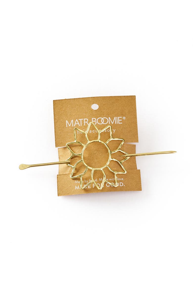 Suryamukhi Sunflower Hair Pin - Slide with Stick, Alternate, color, Metallic Gold
