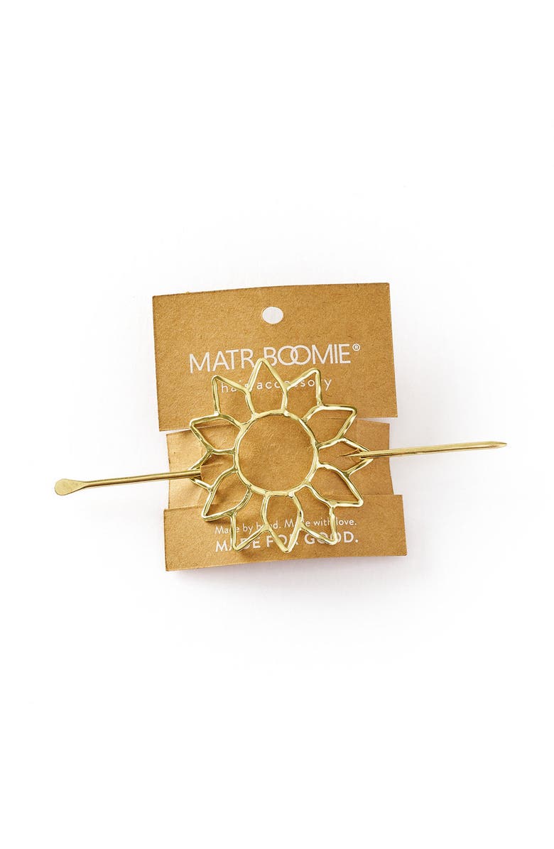 Matr Boomie Suryamukhi Sunflower Hair Pin - Slide with Stick, Alternate, color, Metallic Gold