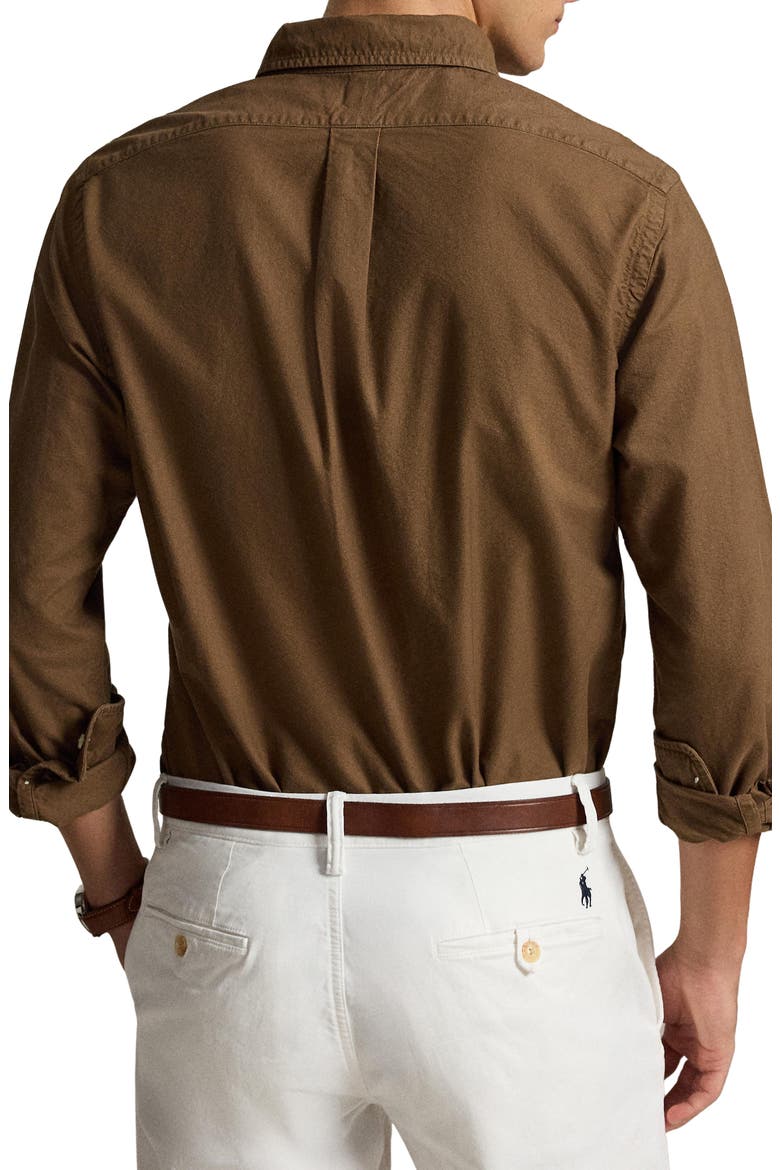 Classic Fit Solid Garment Dyed Cotton Button-Down Oxford Shirt, Alternate, color, CHESTNUT