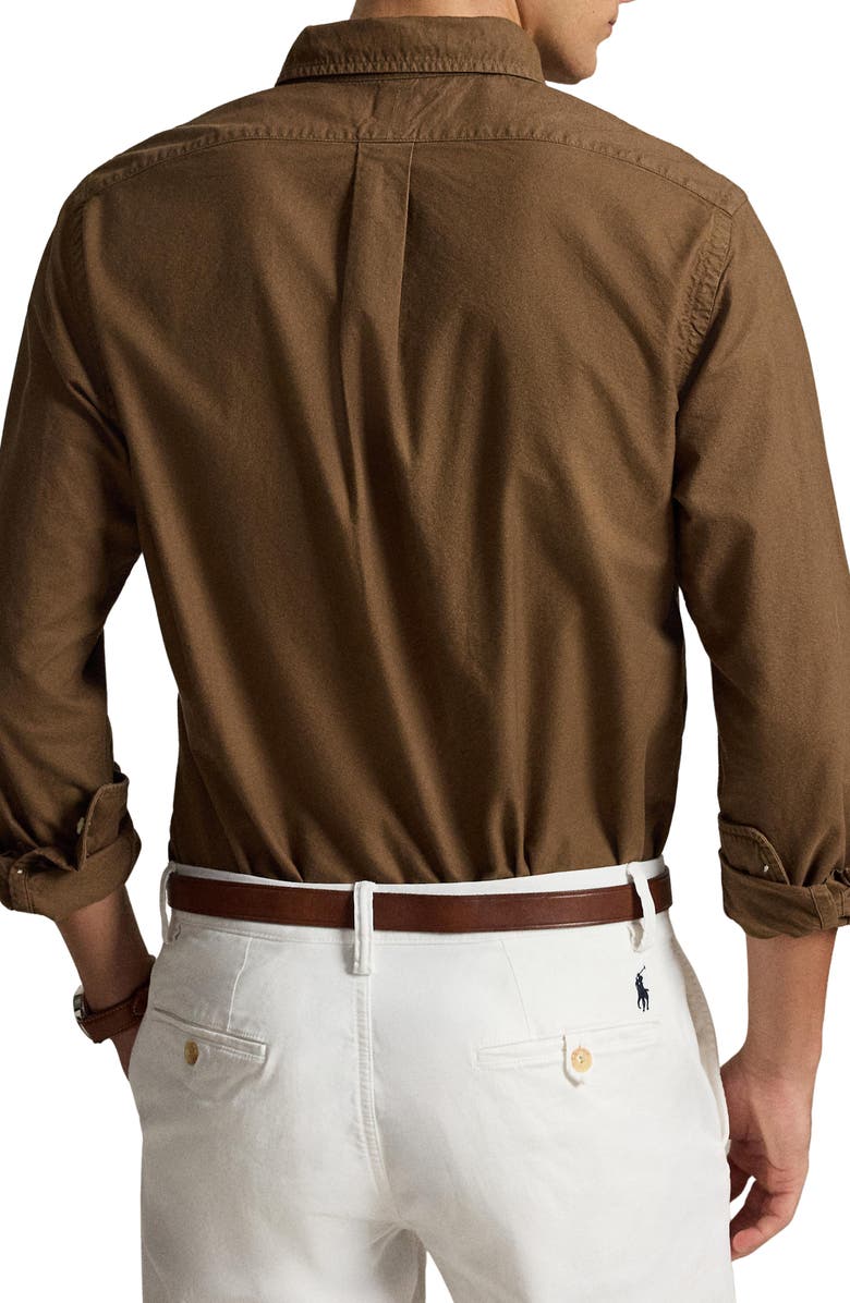 Polo Ralph Lauren Classic Fit Solid Garment Dyed Cotton Button-Down Oxford Shirt, Alternate, color, Chestnut