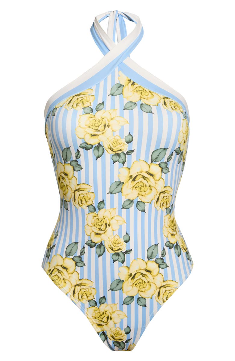 Hutch Halter One-Piece Swimsuit, Alternate, color, Yellow Rose