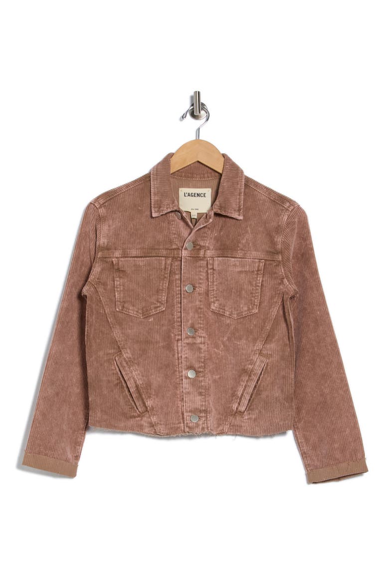 Janelle Raw Hem Slim Corduroy Jacket, Alternate, color, PLASTER