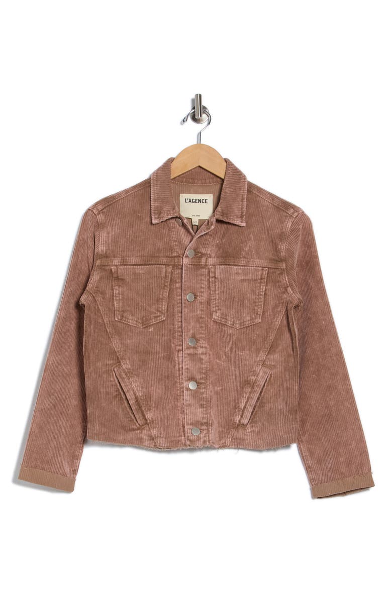 L'AGENCE Janelle Raw Hem Slim Corduroy Jacket, Alternate, color, Plaster