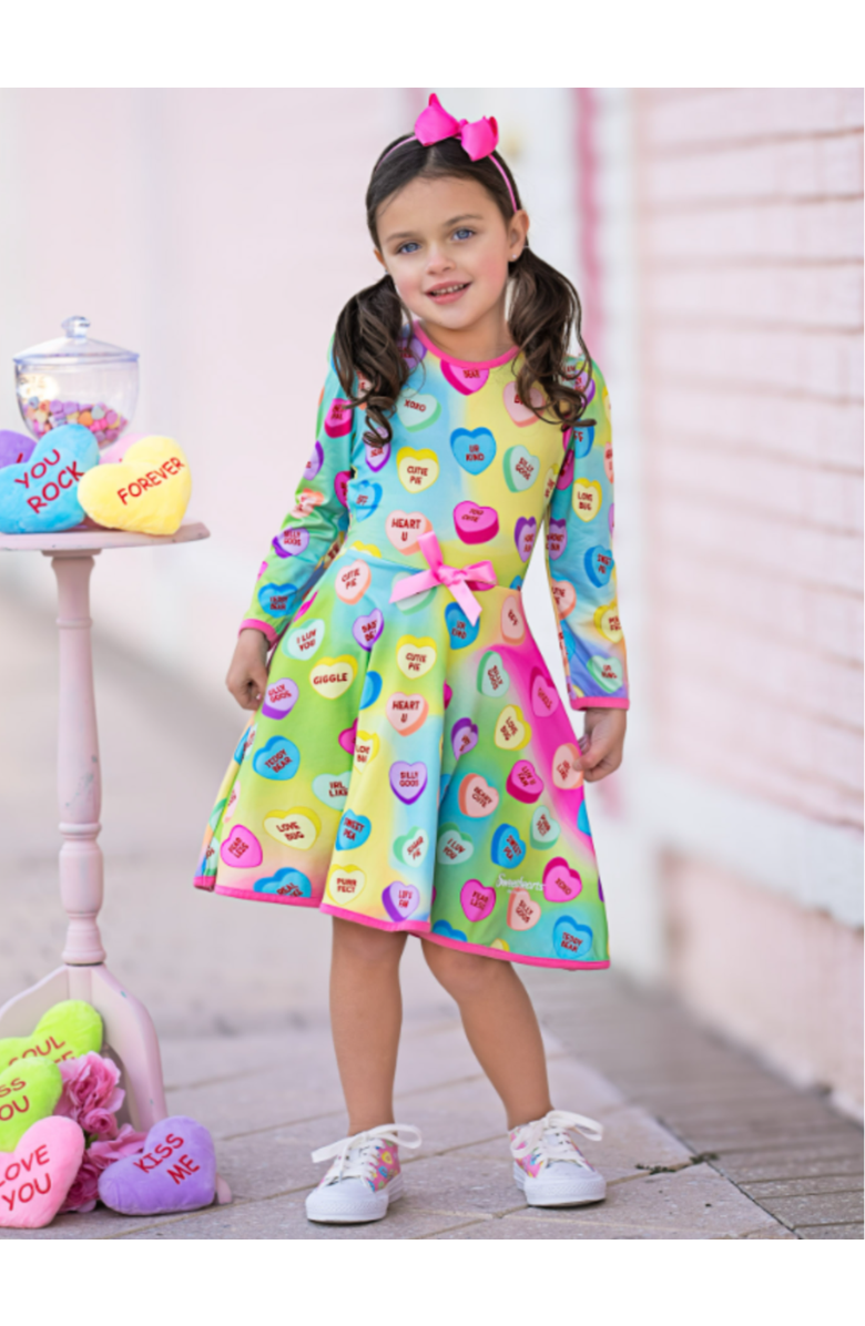 Mia Belle Girls Sweethearts YOU+ME Pastel Darling Dress, Alternate, color, Blue