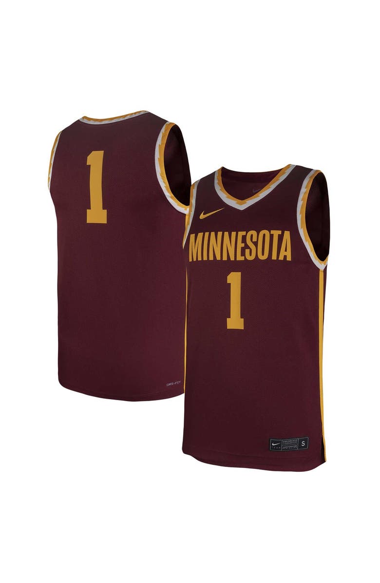 Nike Men's Nike #1 Maroon Minnesota Golden Gophers Team Replica Basketball Jersey, Main, color, Maroon