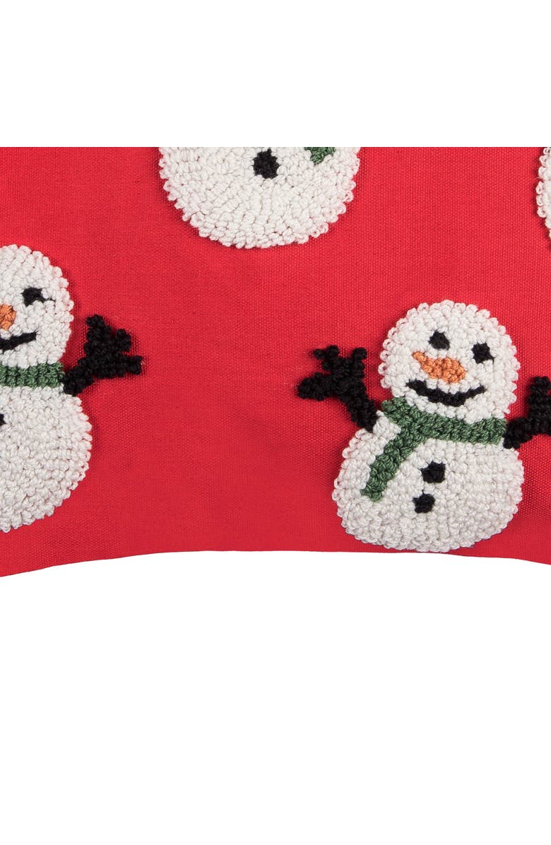 C&F Home Snowman Party Hooked Christmas Accent Throw Pillow 18" x 18", Alternate, color, Red