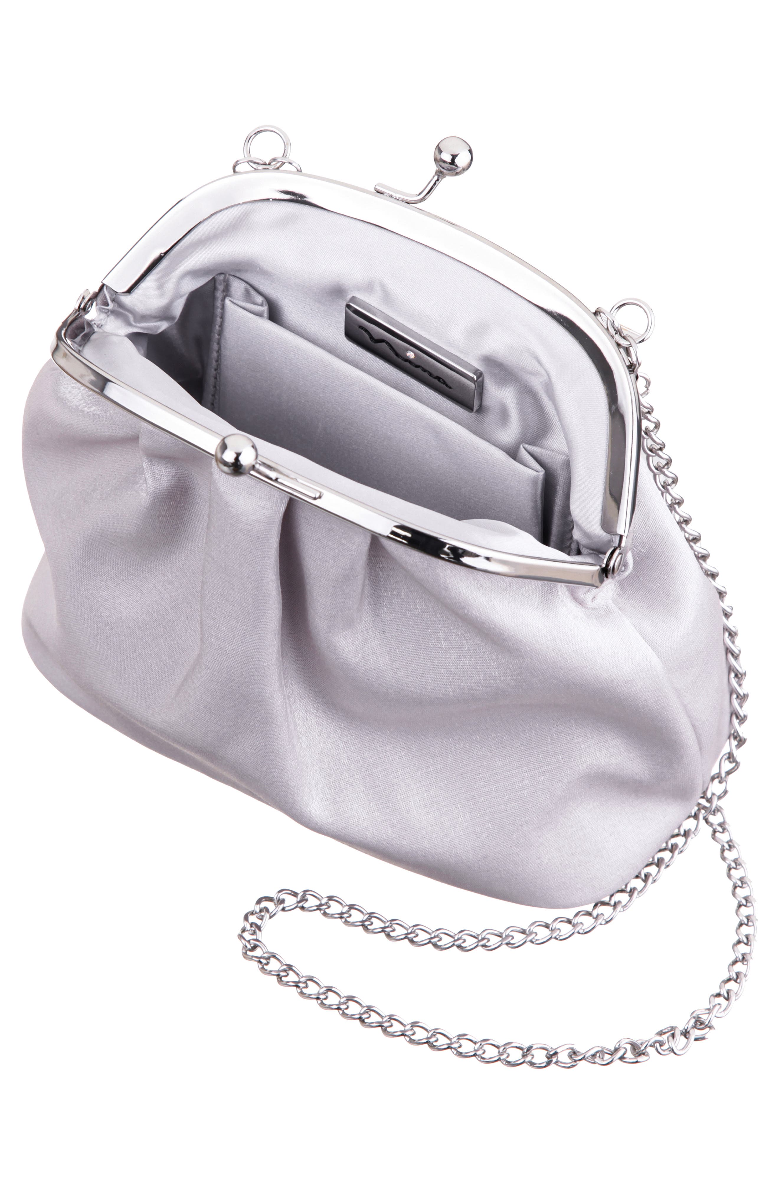 Nina Elsbeth Crystal Clutch, Alternate, color, Silver