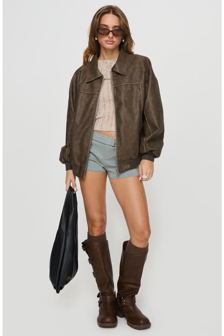 Goldsmith Water Repellent Faux Leather Jacket, Alternate, color, WASHED DARK BROWN