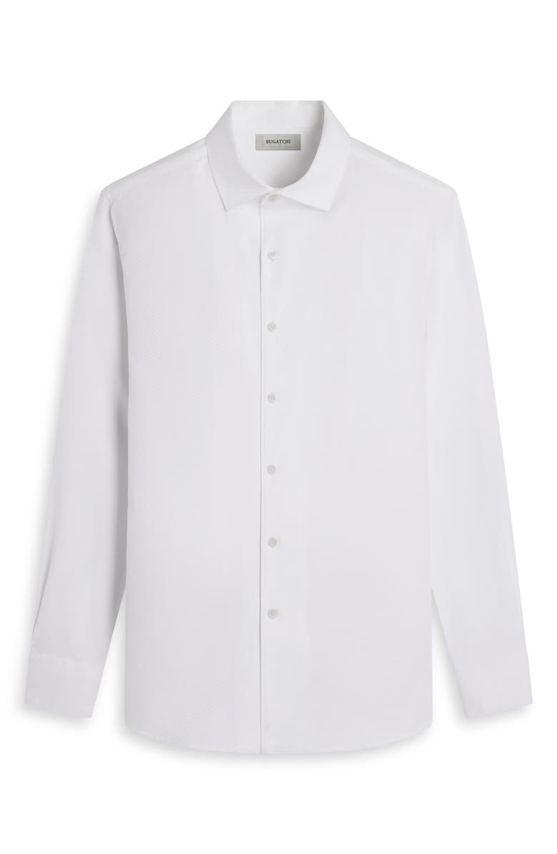 Bugatchi Alvin Shaped Fit Mini Check Button-Up Shirt, Alternate, color, White