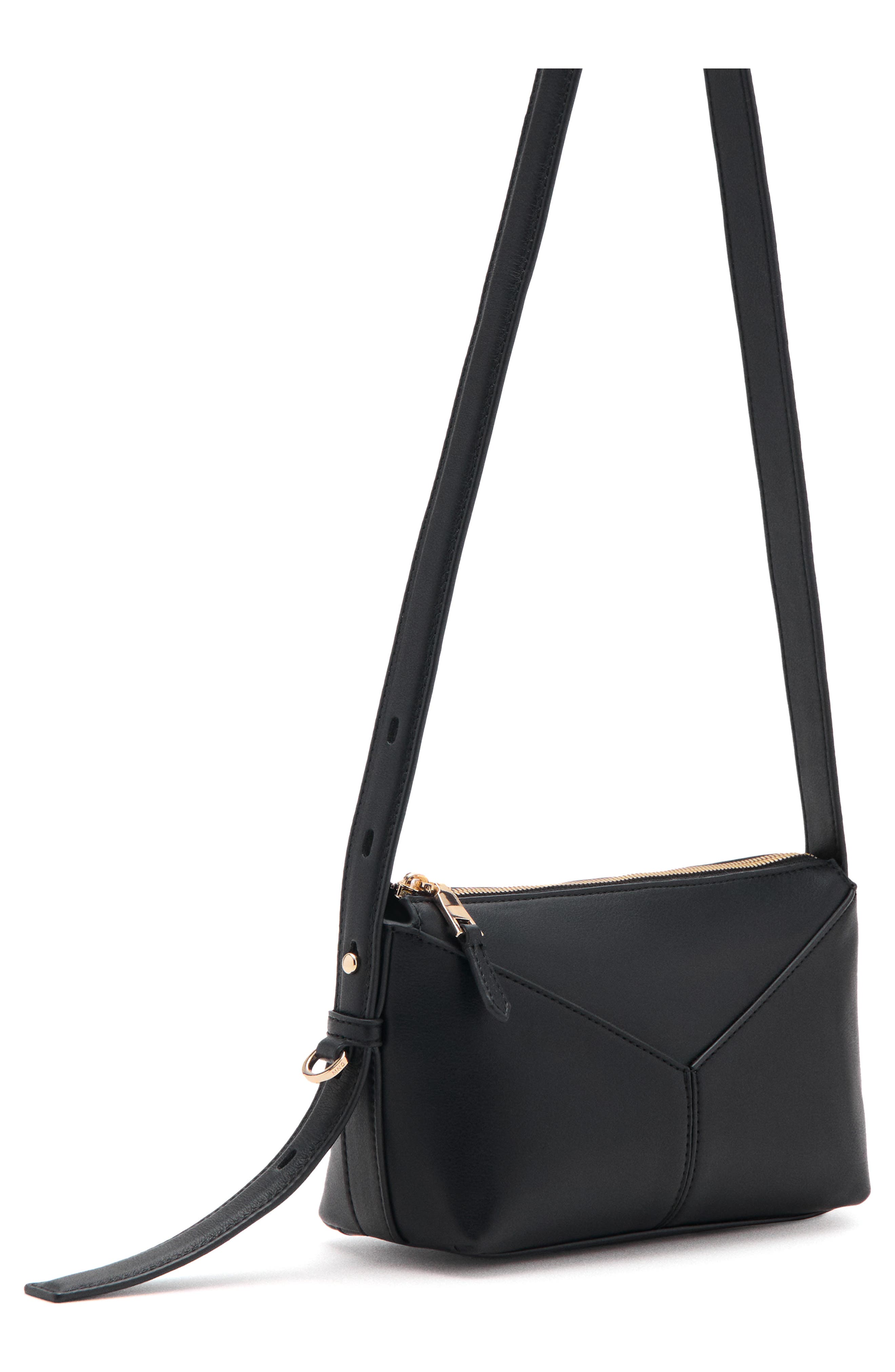MANGO Faux Leather Crossbody Bag, Alternate, color, Black