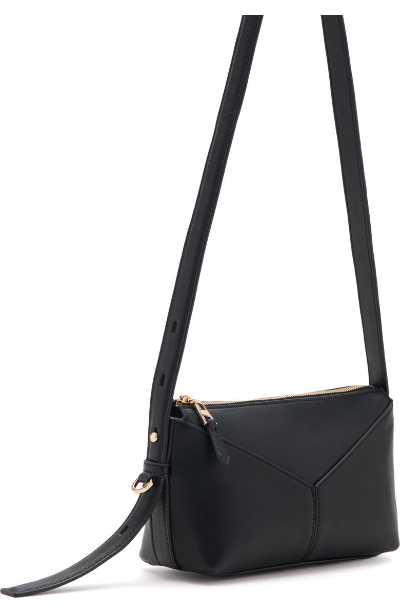 MANGO Faux Leather Crossbody Bag, Alternate, color, Black