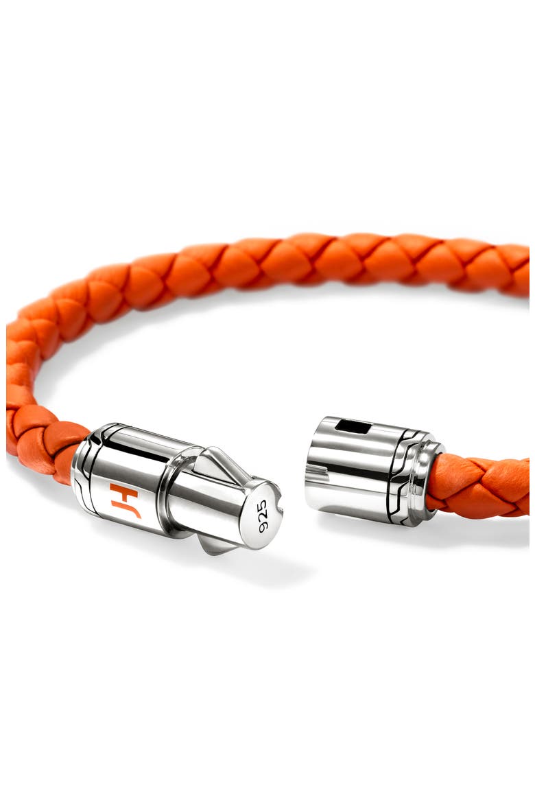 Woven Leather Bracelet, Alternate, color, SILVER/ ORANGE