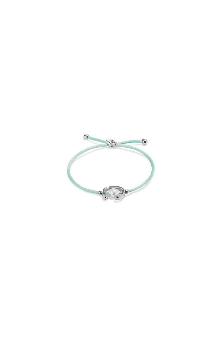 Blue Silk-Style Thread Bracelet with Pearl Shell Detail, Main, color, Silver
