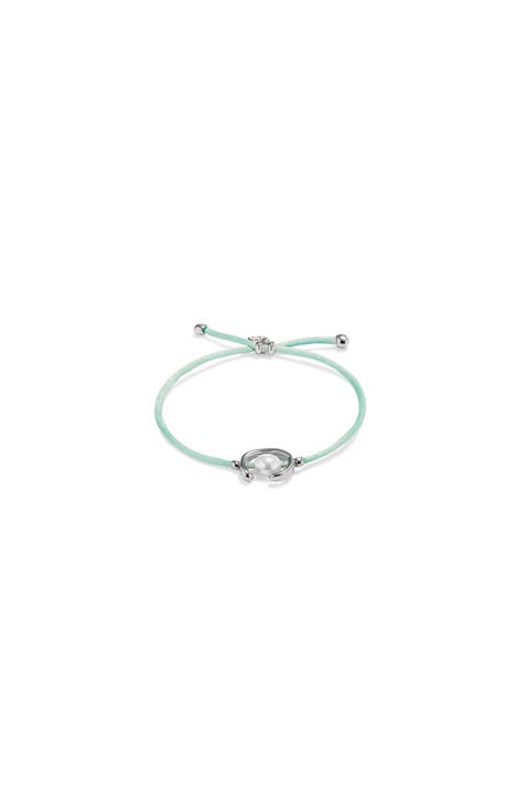 Blue Silk-Style Thread Bracelet with Pearl Shell Detail