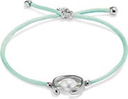 UNODE50 Blue Silk-Style Thread Bracelet with Pearl Shell Detail