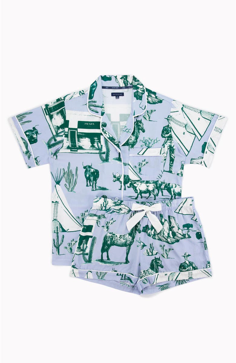 Katie Kime Marfa Toile Shorts Set, Alternate, color, Light Blue