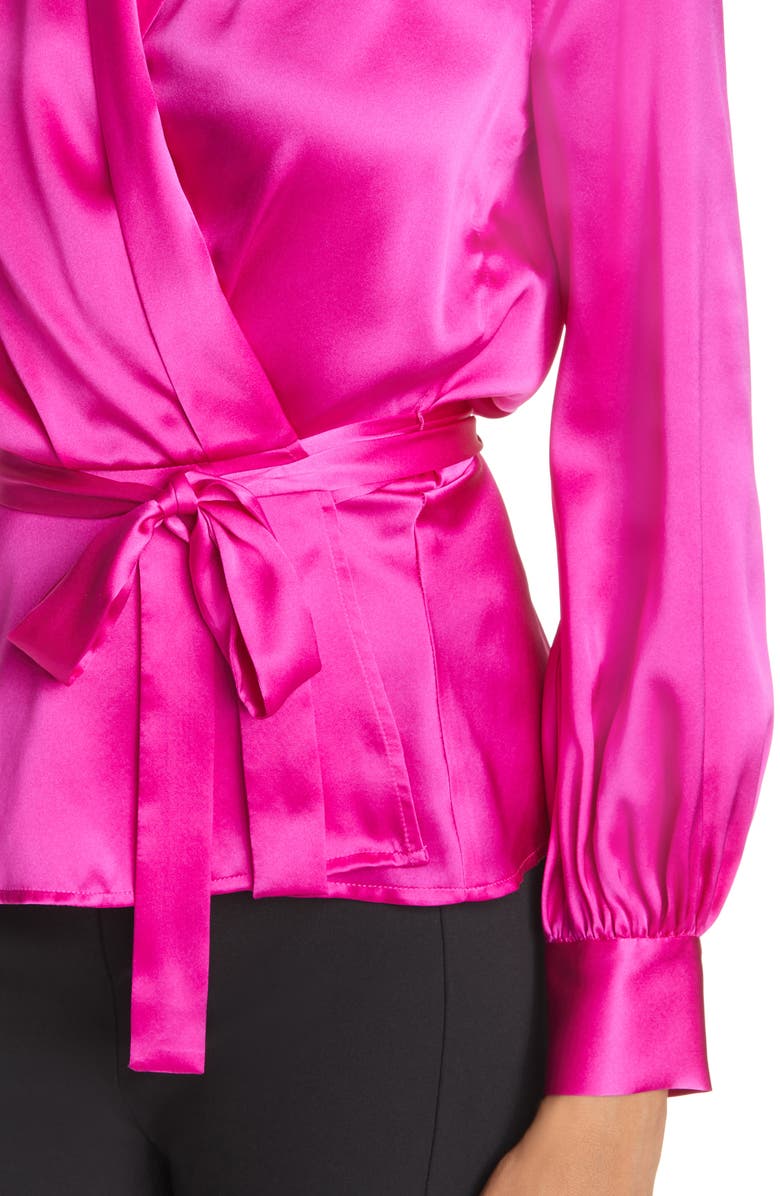 L'AGENCE Marsden Silk Wrap Blouse, Alternate, color,