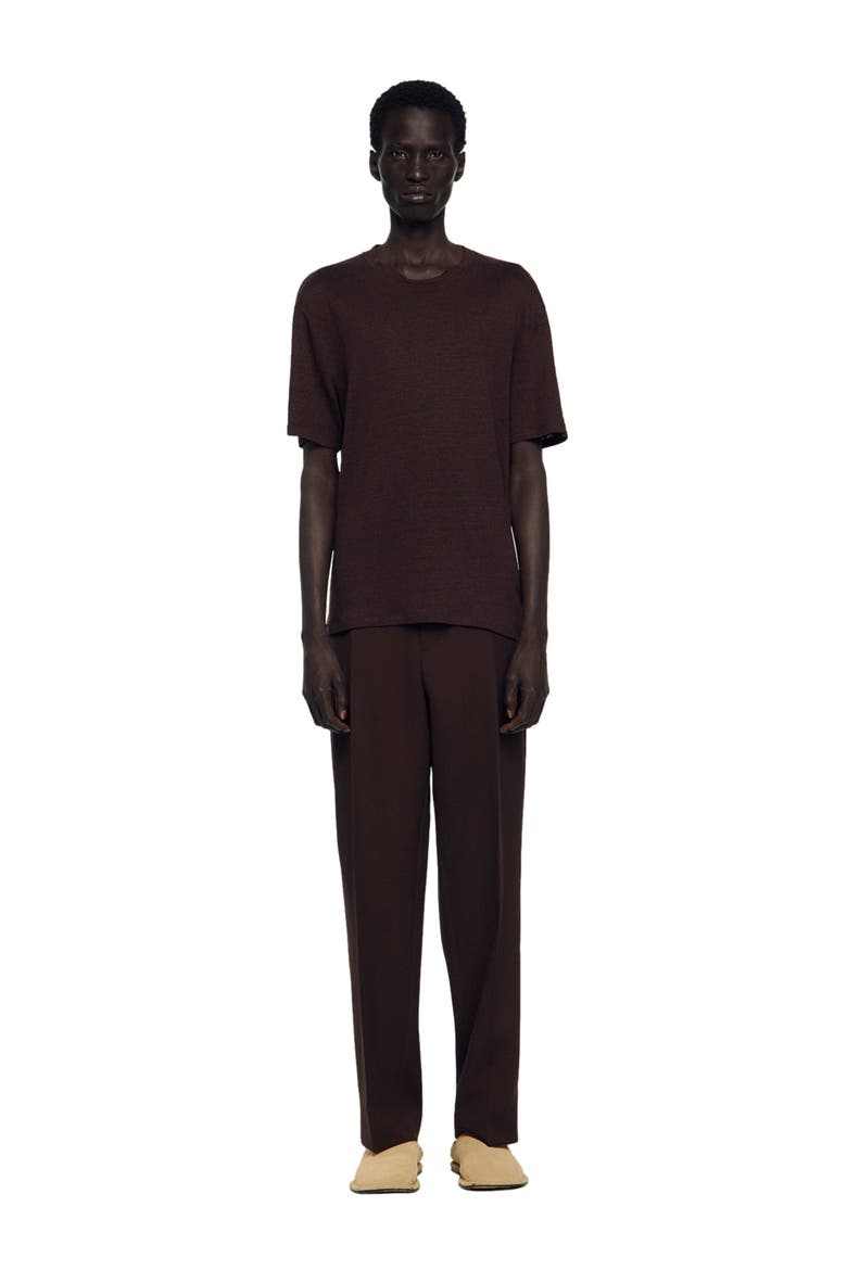 Linen T-shirt, Alternate, color, Black brown