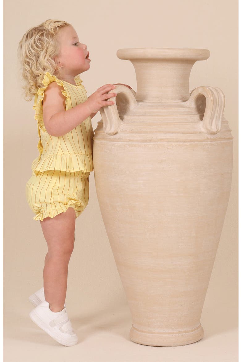 Lolly Stripe Ruffle Cotton Top & Bloomers Set, Alternate, color, YELLOW