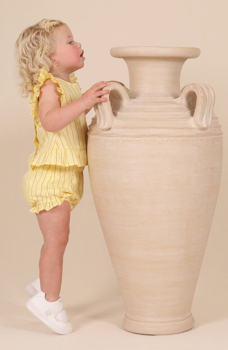 TINY TRIBE Lolly Stripe Ruffle Cotton Top & Bloomers Set, Alternate, color, Yellow