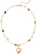 EYE CANDY LOS ANGELES Maude Beaded Imitation Pearl Heart Charm Necklace