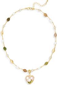 EYE CANDY LOS ANGELES Maude Beaded Imitation Pearl Heart Charm Necklace