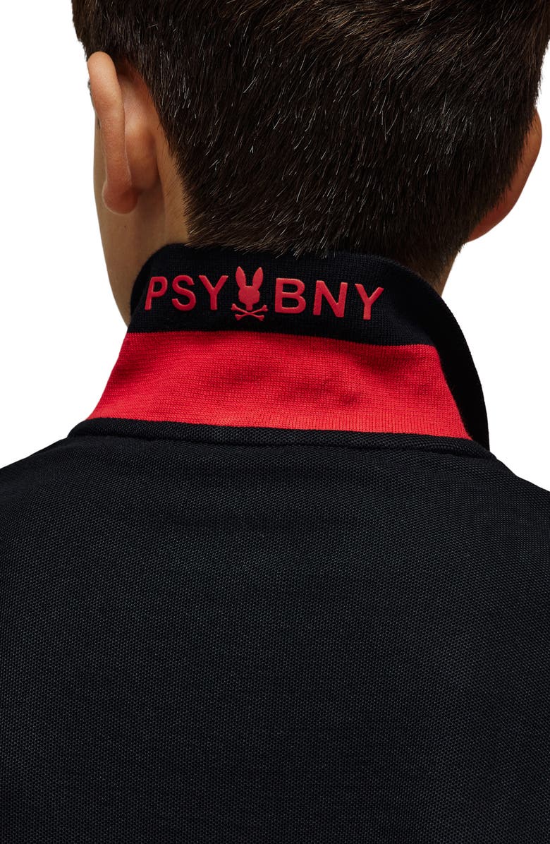 Psycho Bunny Kids' Sayer Bunny Pima Cotton Piqué Polo, Alternate, color, Black