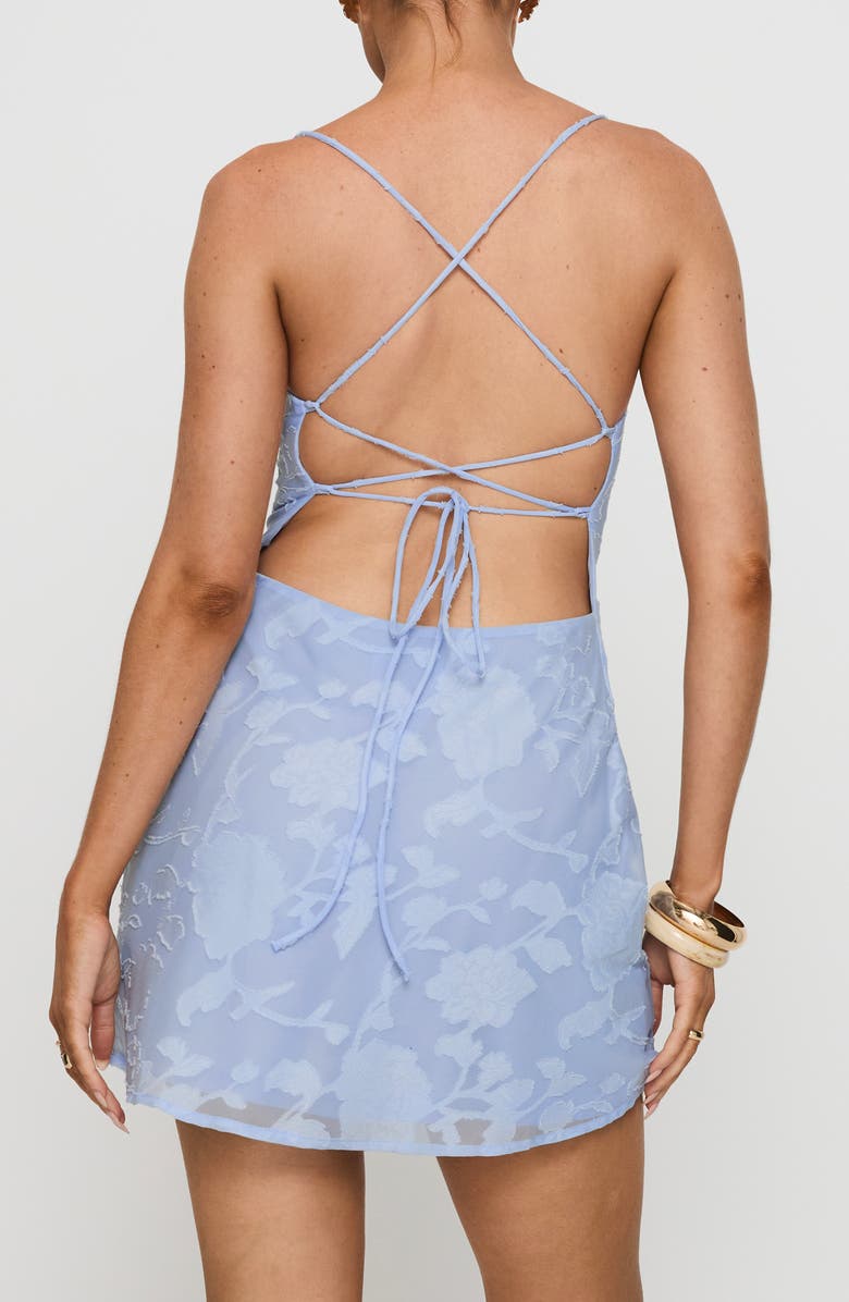 Princess Polly Celena Floral Burnout Minidress, Alternate, color, Blue