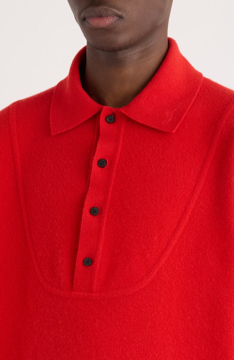 Jacquemus La Maille Vareuse Pallone Merino Wool & Cashmere Polo Sweater, Alternate, color, Red
