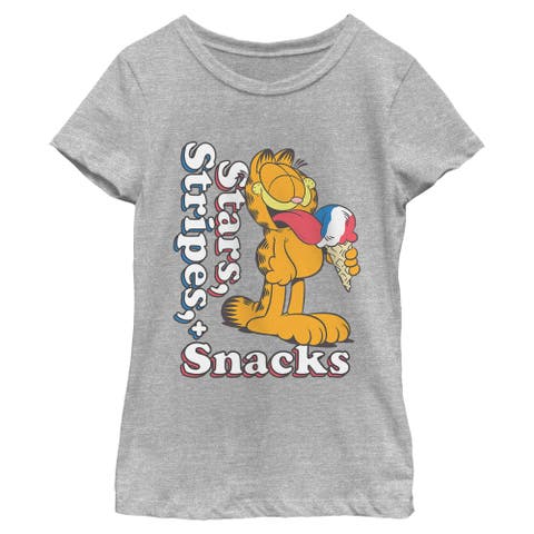 Girl's Garfield Stars Stripes and Snacks  Graphic T-Shirt