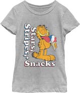 Garfield Girl's Garfield Stars Stripes and Snacks Graphic T-Shirt