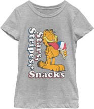Garfield Girl's Garfield Stars Stripes and Snacks Graphic T-Shirt