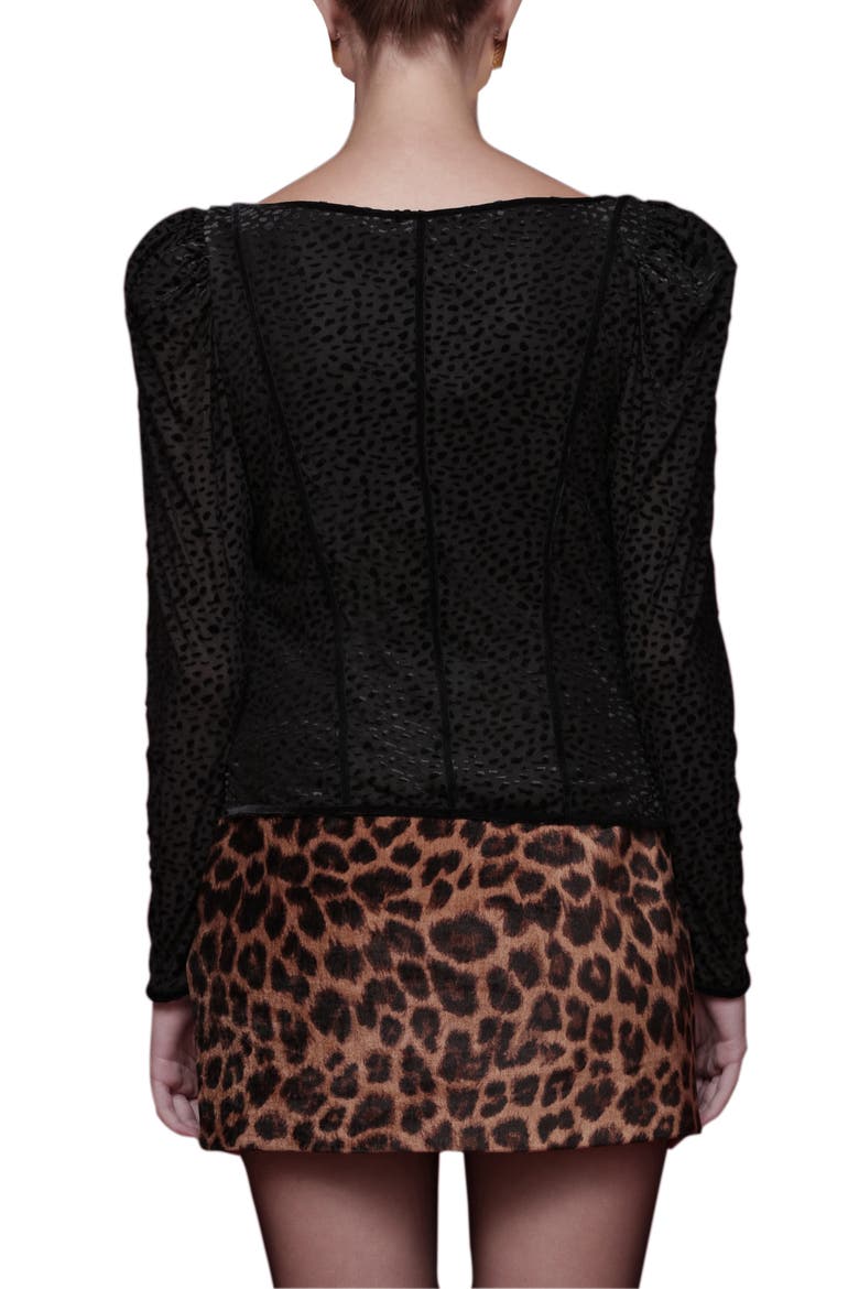 Animal Spot Sweetheart Neck Top, Alternate, color, BLACK
