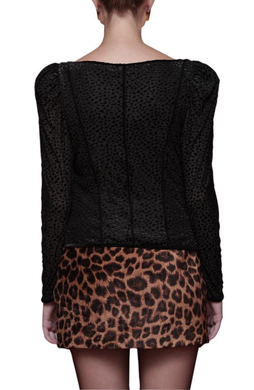 Avec Les Filles Animal Spot Sweetheart Neck Top In Black