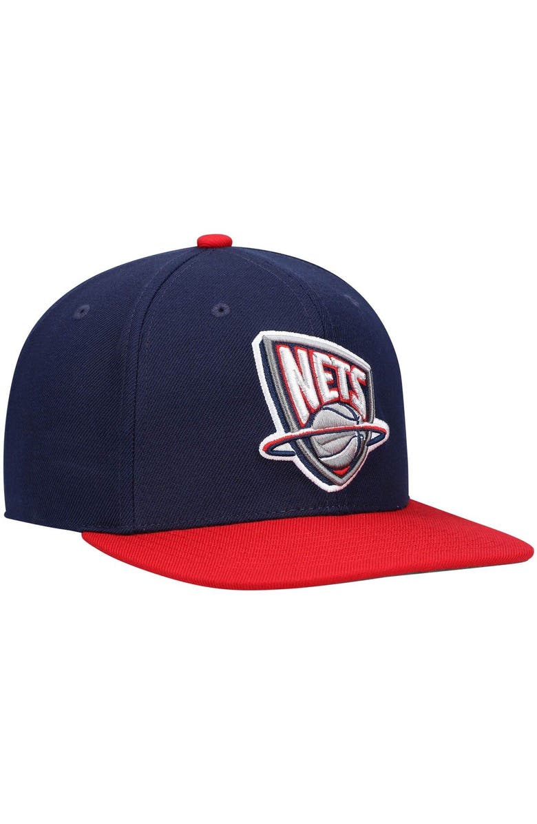 Mitchell & Ness Men's Mitchell & Ness Navy/Red New Jersey Nets Hardwood Classics Team Two-Tone 2.0 Snapback Hat, Alternate, color, Navy